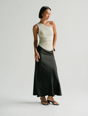 Zali Satin Skirt in Red Cherry