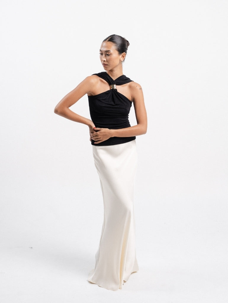 Zali Satin Skirt in Red Cherry