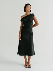 Salma Satin Dress in Taupe