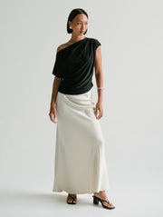 Zali Satin Skirt in Red Cherry