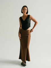Zali Satin Skirt in Red Cherry