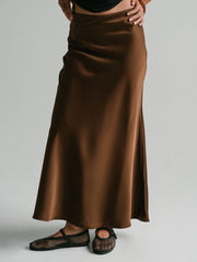 Zali Satin Skirt in Red Cherry