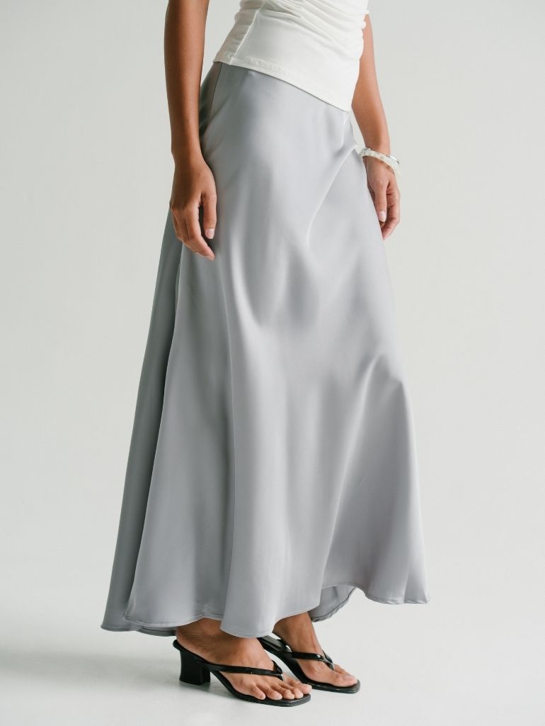 Zali Satin Skirt in Red Cherry