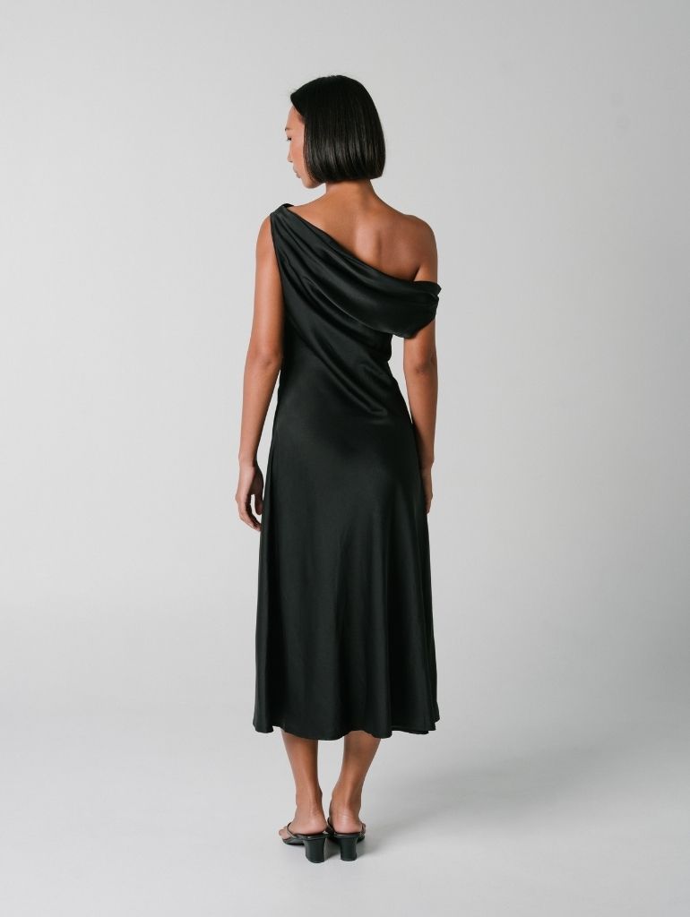 Salma Satin Dress in Black