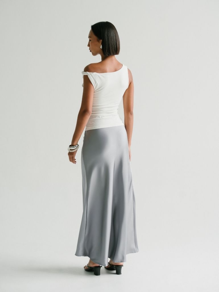 Zali Satin Skirt in Red Cherry