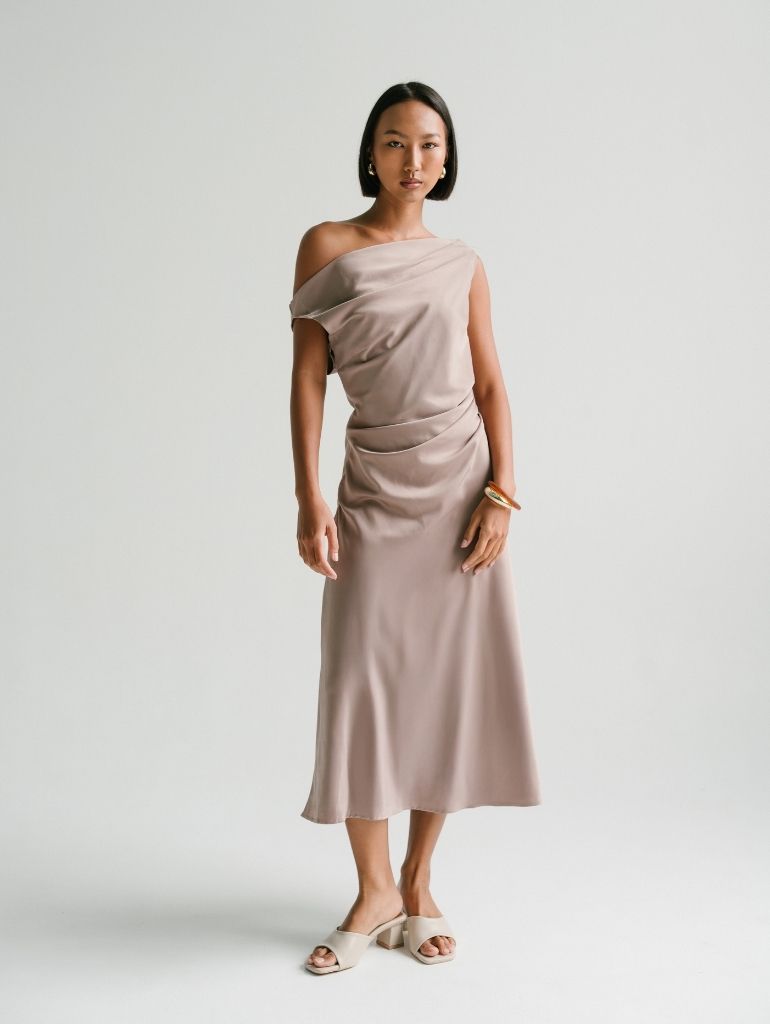 Salma Satin Dress in Black