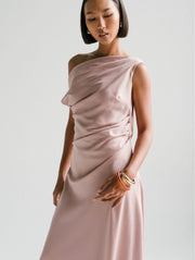 Salma Satin Dress in Baby Rose